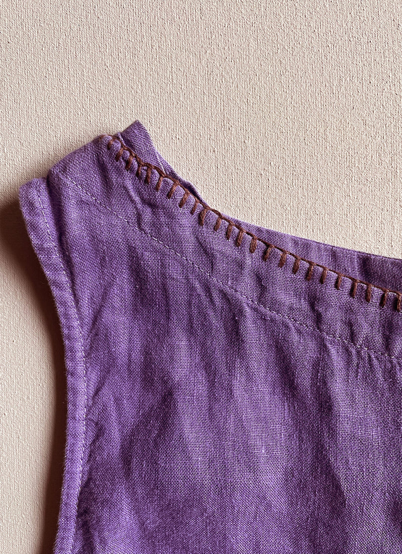 Renewed Garment Dyed Linen Sleeveless Jumpsuit Size M | Lilac Blue