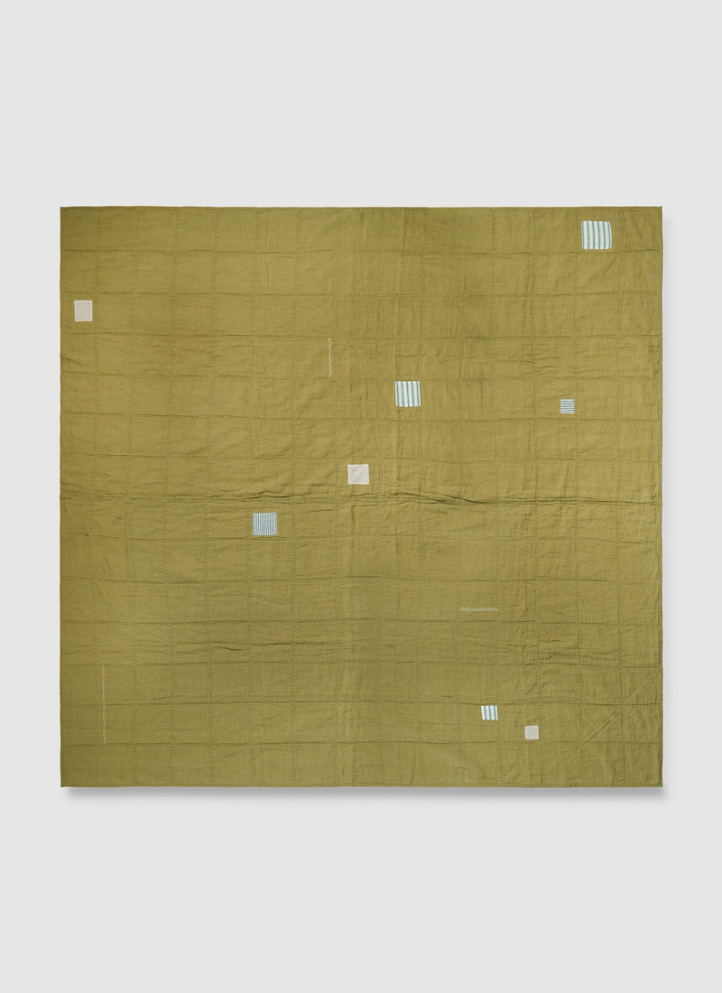 Renewed Stripe Backed Linen Quilt | Laurel/Chambray