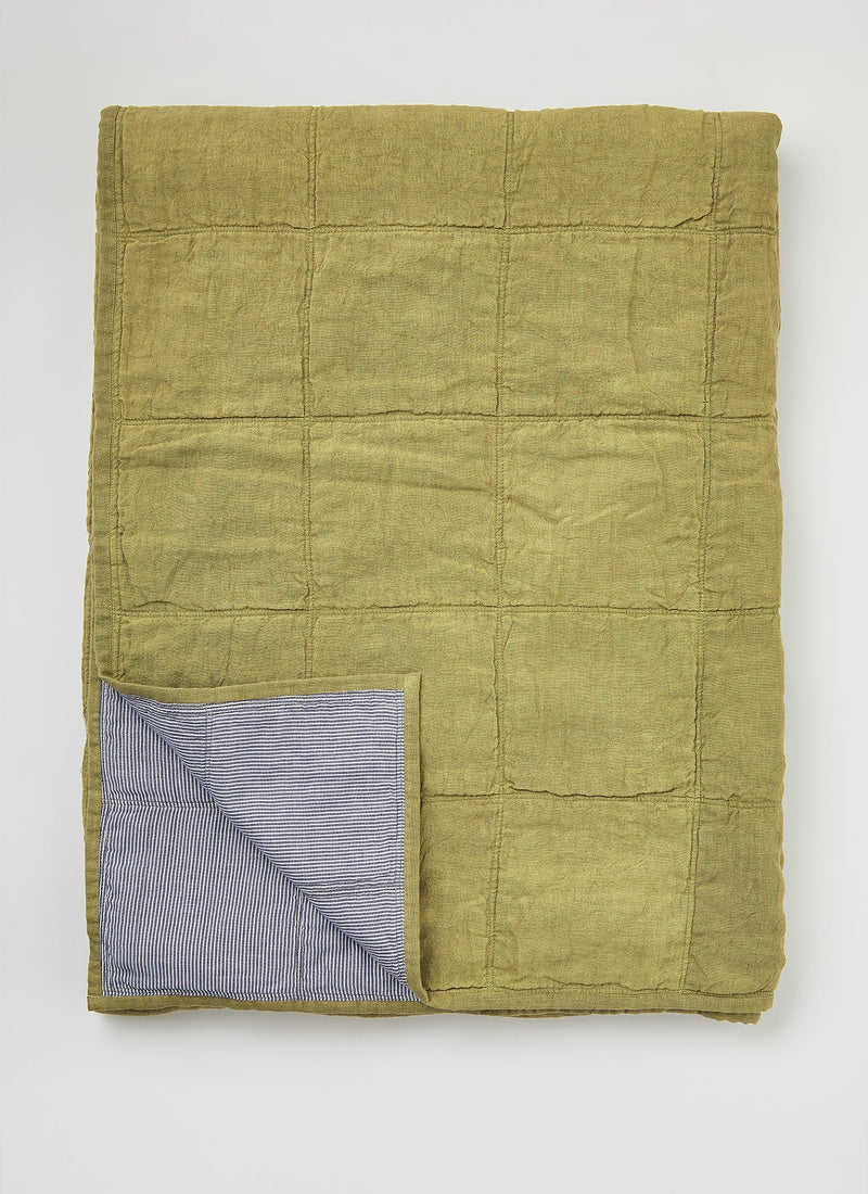 Renewed Stripe Backed Linen Quilt | Laurel/Chambray
