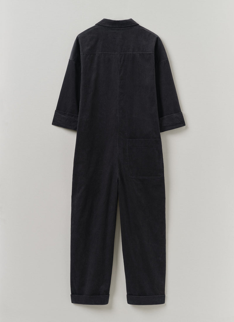 Renewed Wide Leg Organic Cord Jumpsuit by Meta Struycken Size M (61) | Charcoal
