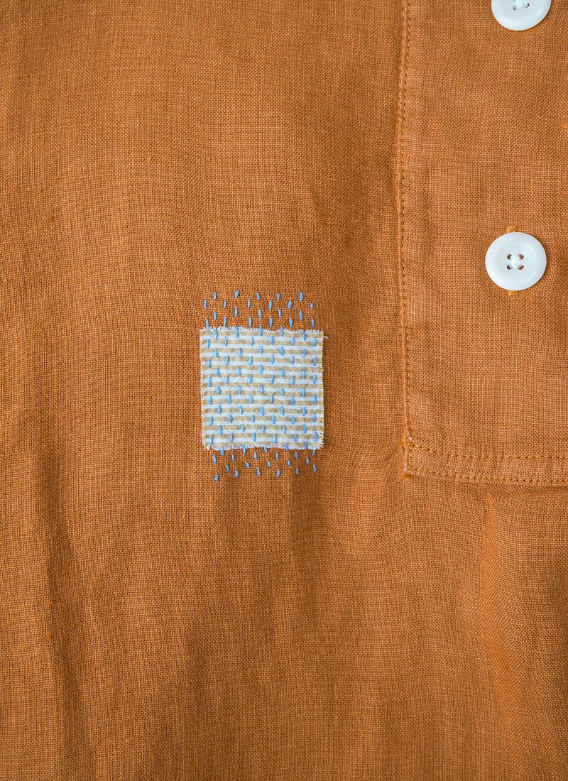 Renewed Garment Dyed Linen Shirt Dress Size M (085) | Copper