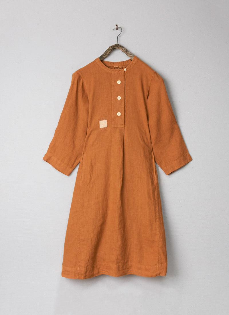 Renewed Garment Dyed Linen Shirt Dress Size M (085) | Copper
