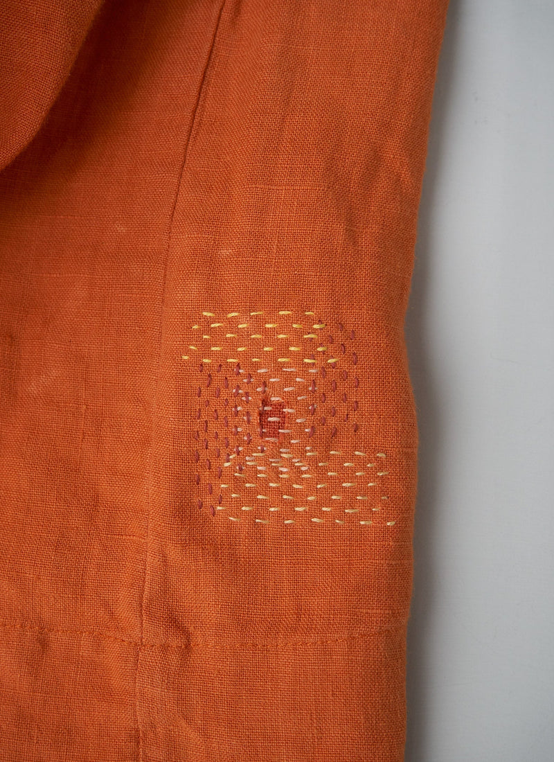 Renewed Boat Neck Garment Dyed Linen Dress Size XL (004) | Tangerine