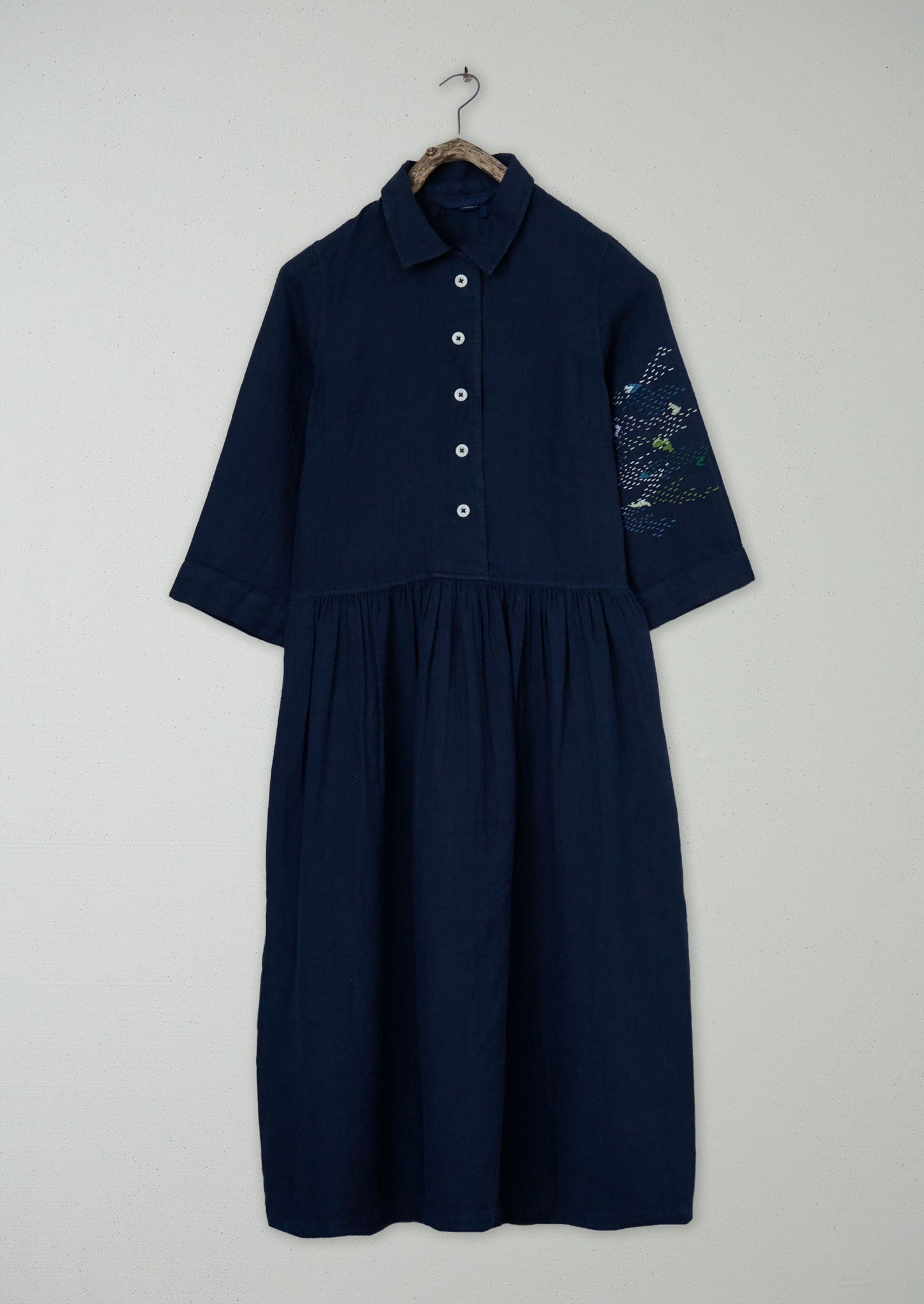 Renewed Garment Dyed Linen Shirt Dress Size XS (114) | Midnight