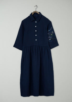 Renewed Garment Dyed Linen Shirt Dress Size XS (114) | Midnight