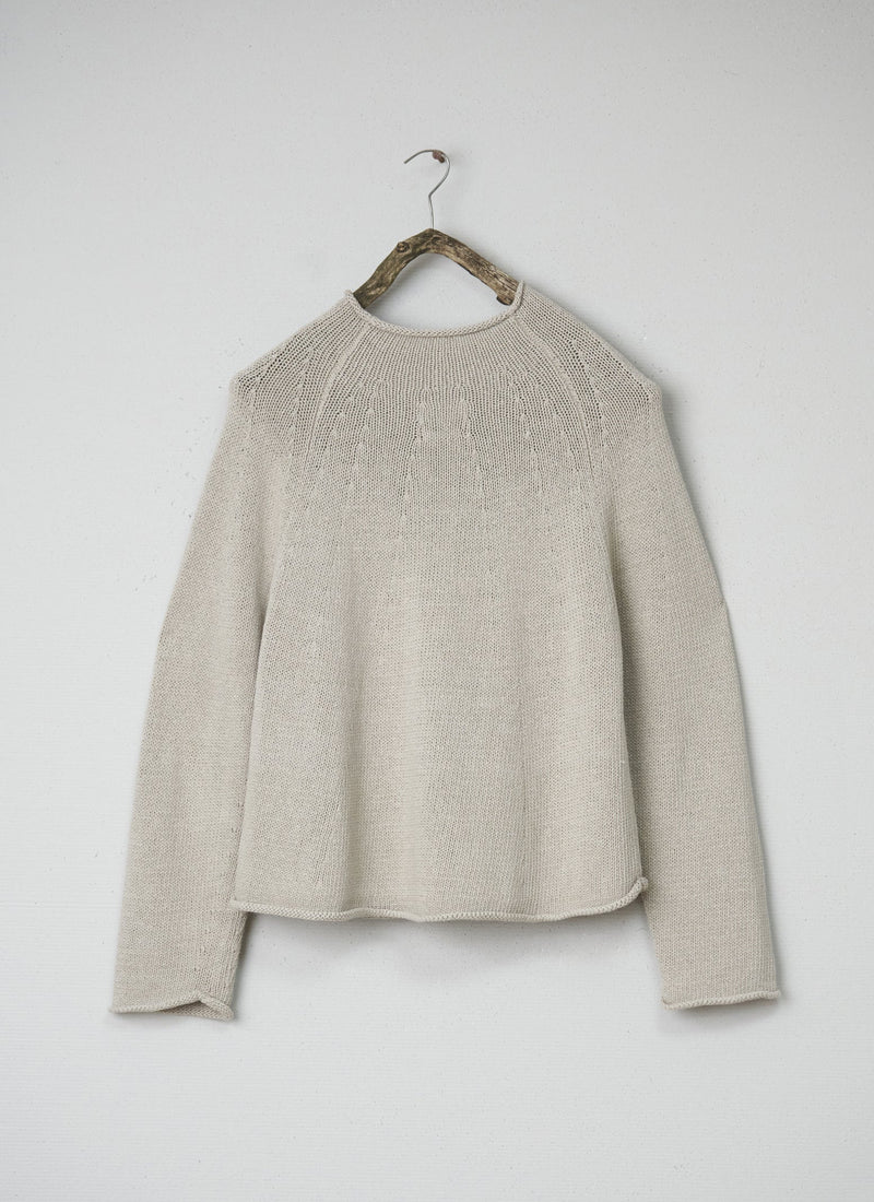 Renewed Cotton Linen Easy Sweater Size S (055) | Parchment