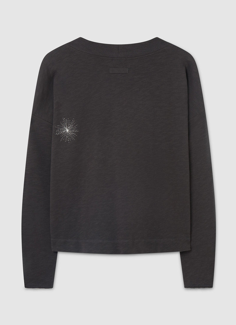 Renewed Loop Back Jersey Easy Sweater Size L | Charcoal