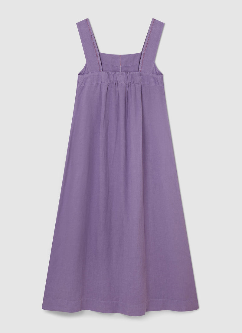 Renewed Garment Dyed Linen Sun Dress Size S | Lilac Blue
