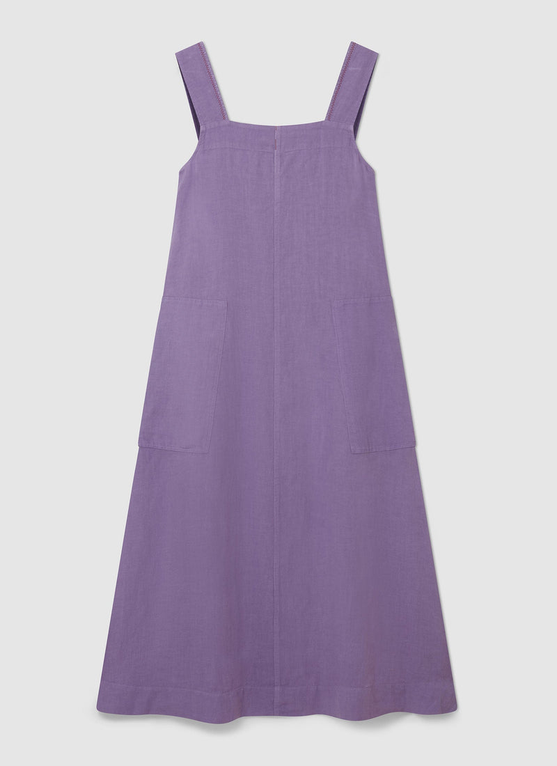 Renewed Garment Dyed Linen Sun Dress Size S | Lilac Blue