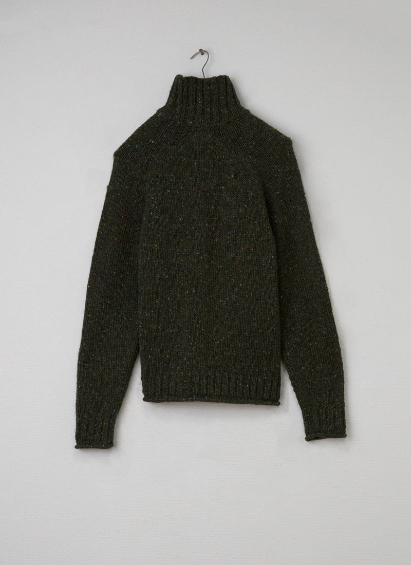 Renewed Mens Donegal Roll Neck Sweater Size M (004) | Khaki
