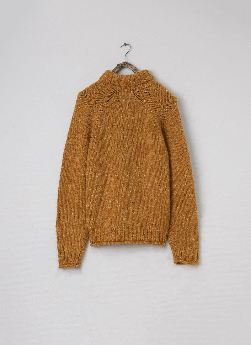 Renewed Mens Donegal Roll Neck Sweater Size XL (005) | Ochre