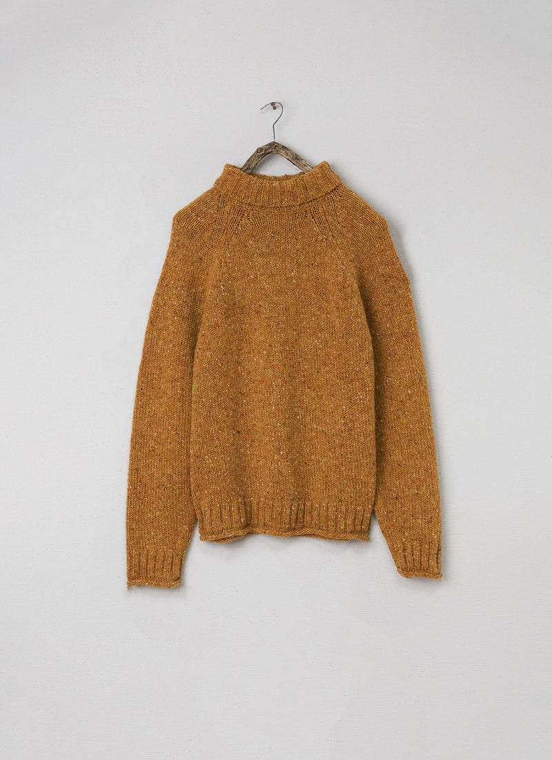 Renewed Mens Donegal Roll Neck Sweater Size XL (005) | Ochre