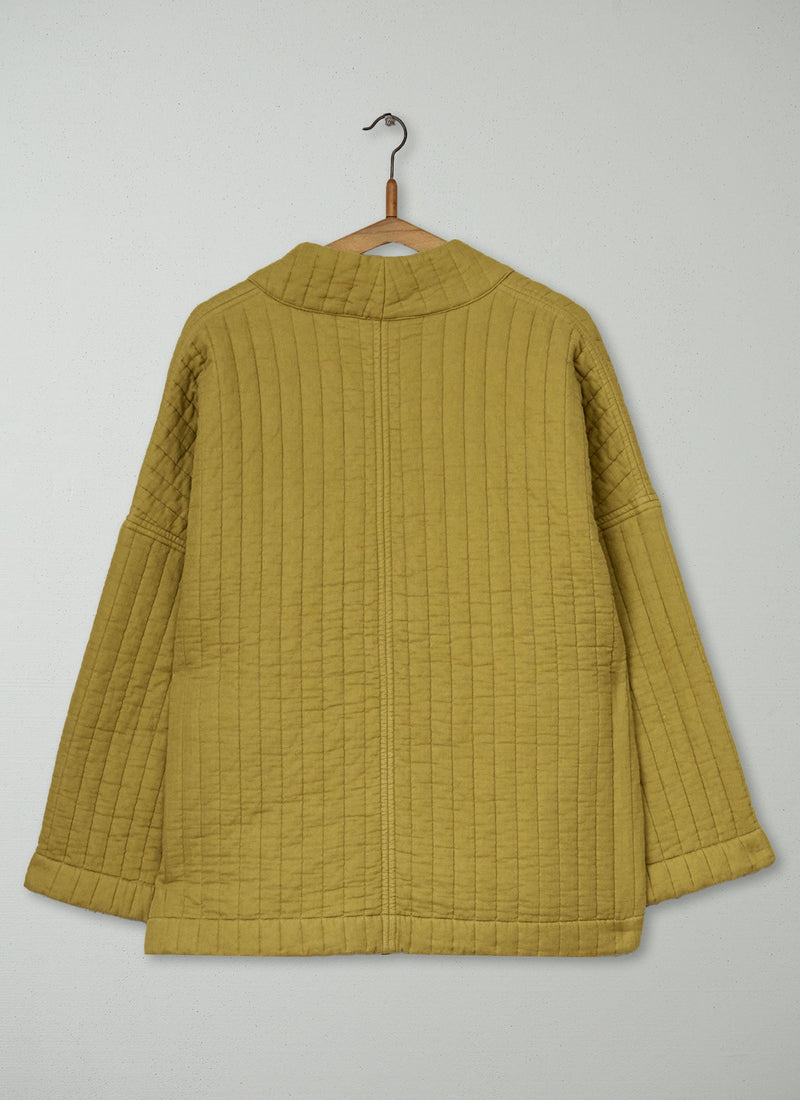 Renewed Cropped Quilted Cotton Gown Size SM (004) | Soft Olive