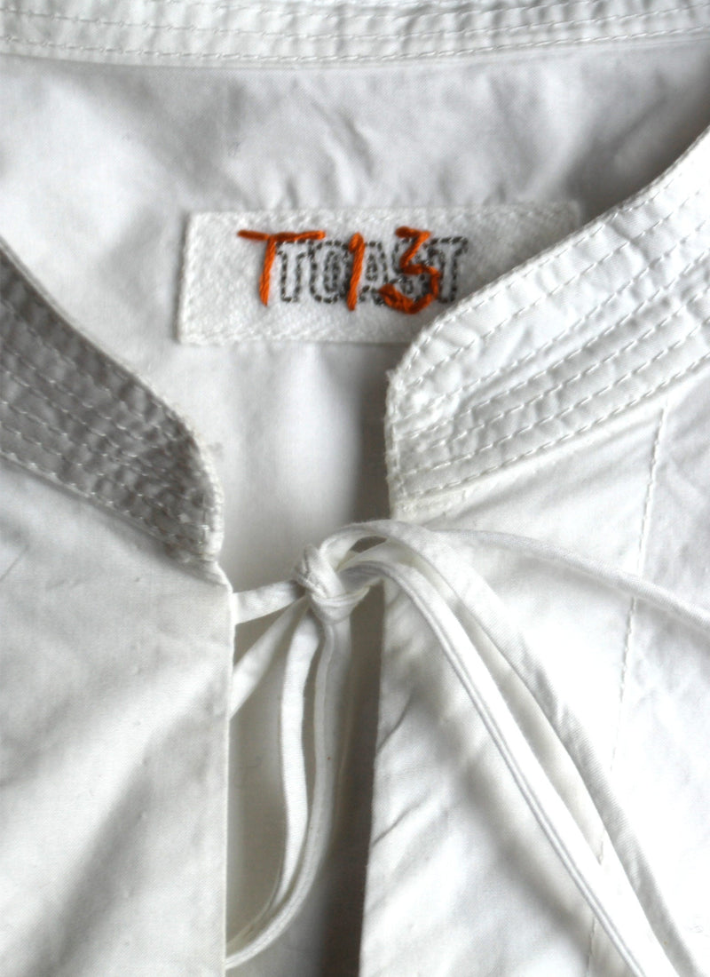 Renewed Tom of Holland Tie Neck Cotton Shirt Size S | Ecru