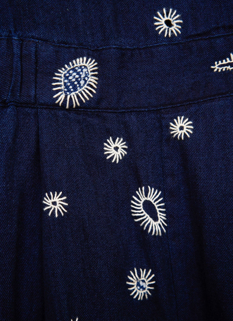 Renewed Indigo Twill Culotte Jumpsuit Size 6 (062) | Indigo