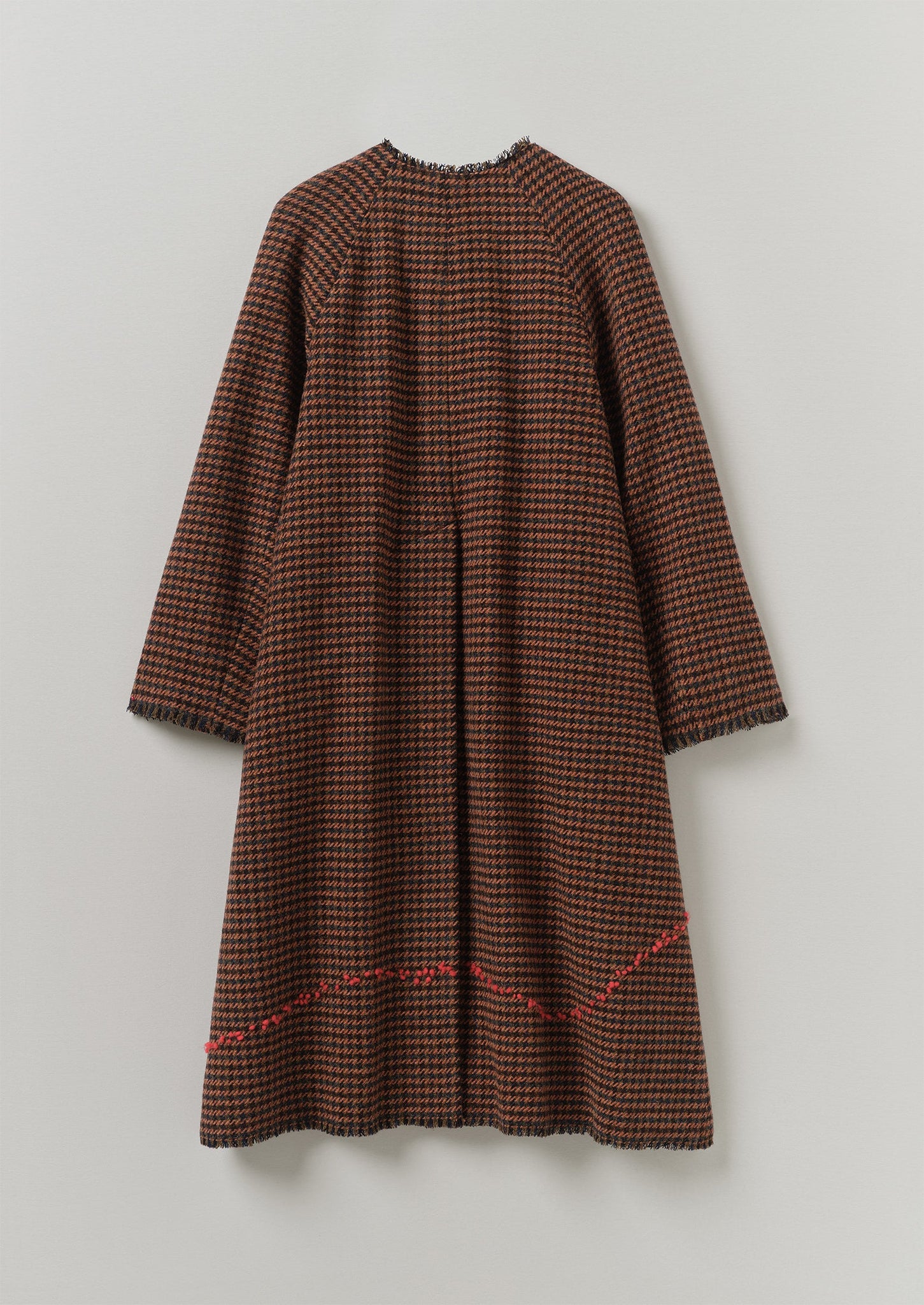 Renewed Frankie Wool Houndstooth Raglan Coat by Meta Struycken Size S (8) | Burnt Orange