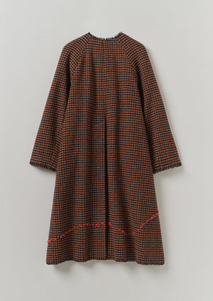 Renewed Frankie Wool Houndstooth Raglan Coat by Meta Struycken Size S (8) | Burnt Orange