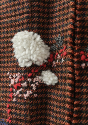 Renewed Frankie Wool Houndstooth Raglan Coat by Meta Struycken Size S (8) | Burnt Orange