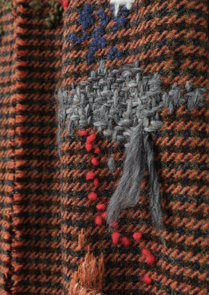 Renewed Frankie Wool Houndstooth Raglan Coat by Meta Struycken Size S (8) | Burnt Orange