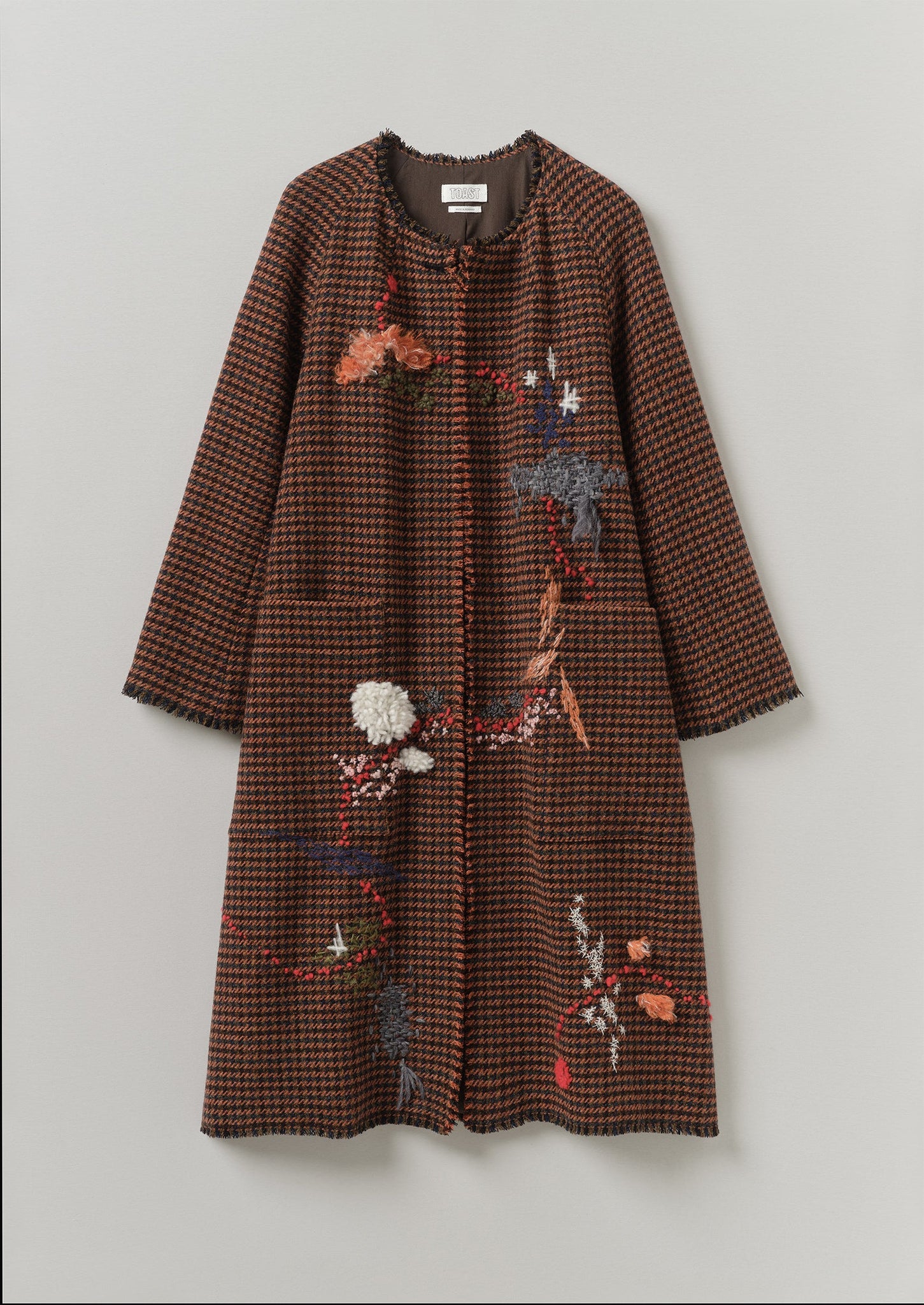Renewed Frankie Wool Houndstooth Raglan Coat by Meta Struycken Size S (8) | Burnt Orange