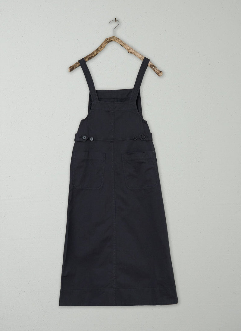 Renewed Cotton Linen Pinafore Dress Size 6 (118) | Slate Blue