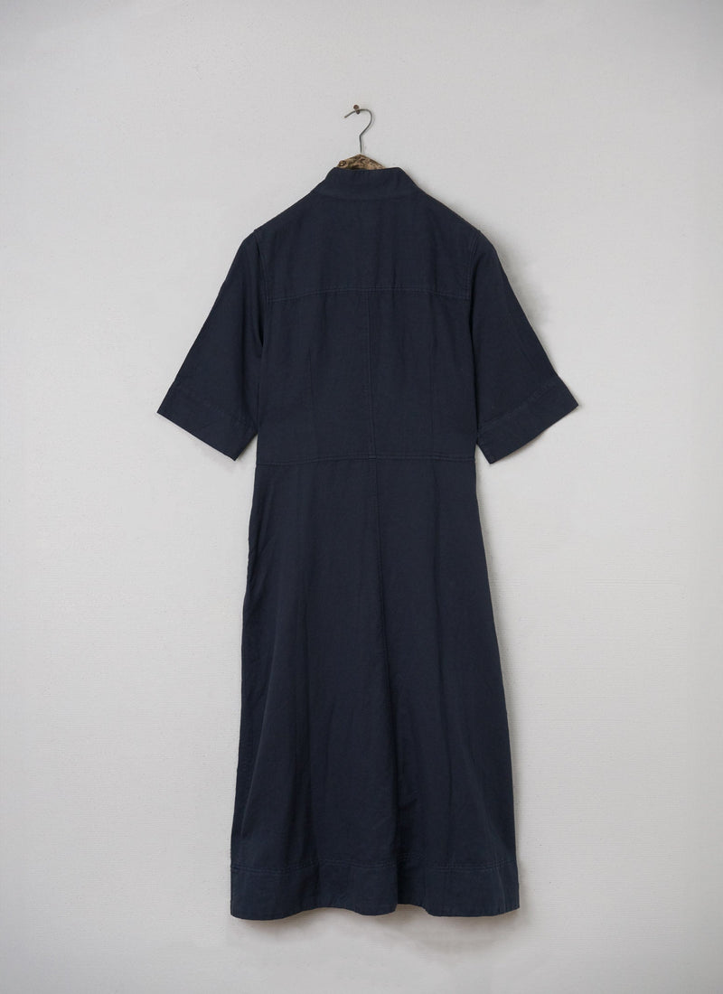 Renewed Draped Cotton Utility Dress Size 14 (086) | Slate Blue