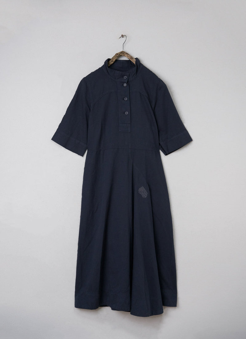 Renewed Draped Cotton Utility Dress Size 14 (086) | Slate Blue