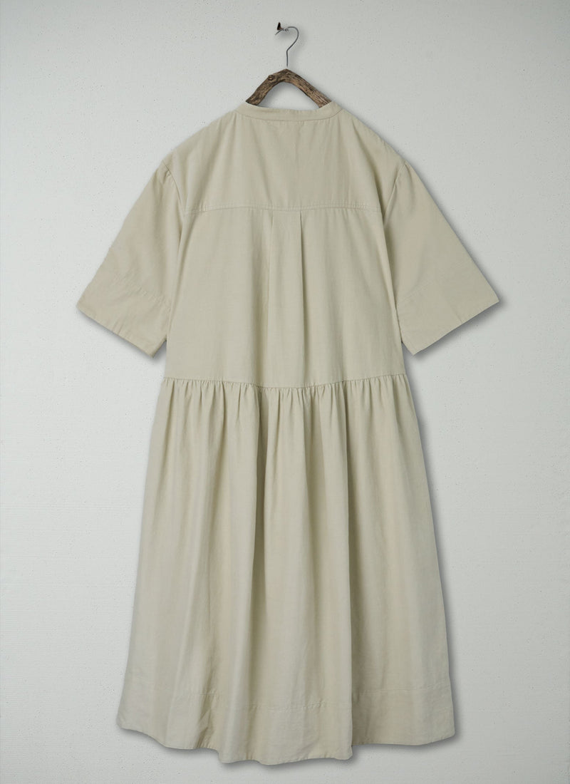 Renewed Organic Needlecord Workwear Dress Size L (98) | Pale Stone