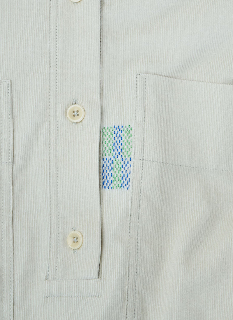 Renewed Organic Needlecord Workwear Dress Size L (98) | Pale Stone