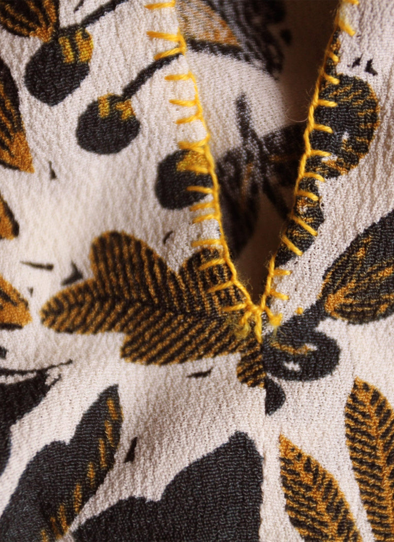 Renewed Tie Front Floral Crepe Dress Size 8 | Oil/Birch