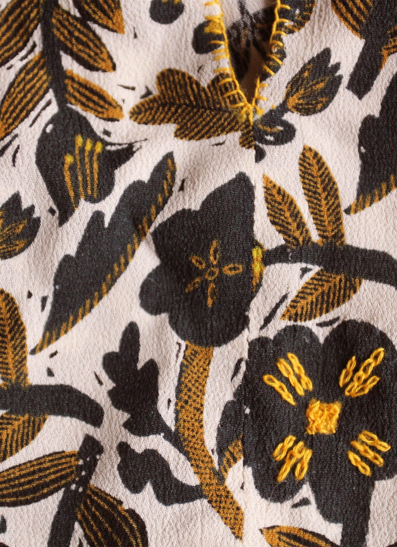 Renewed Tie Front Floral Crepe Dress Size 8 | Oil/Birch