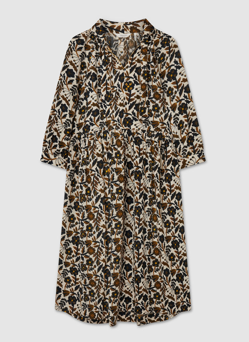 Renewed Tie Front Floral Crepe Dress Size 8 | Oil/Birch