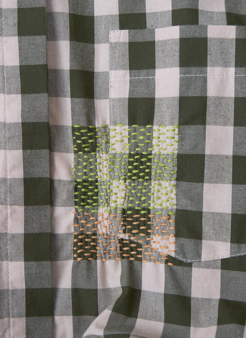 Renewed Sutton Gingham Cotton Dress Size 14 (079) | Olive