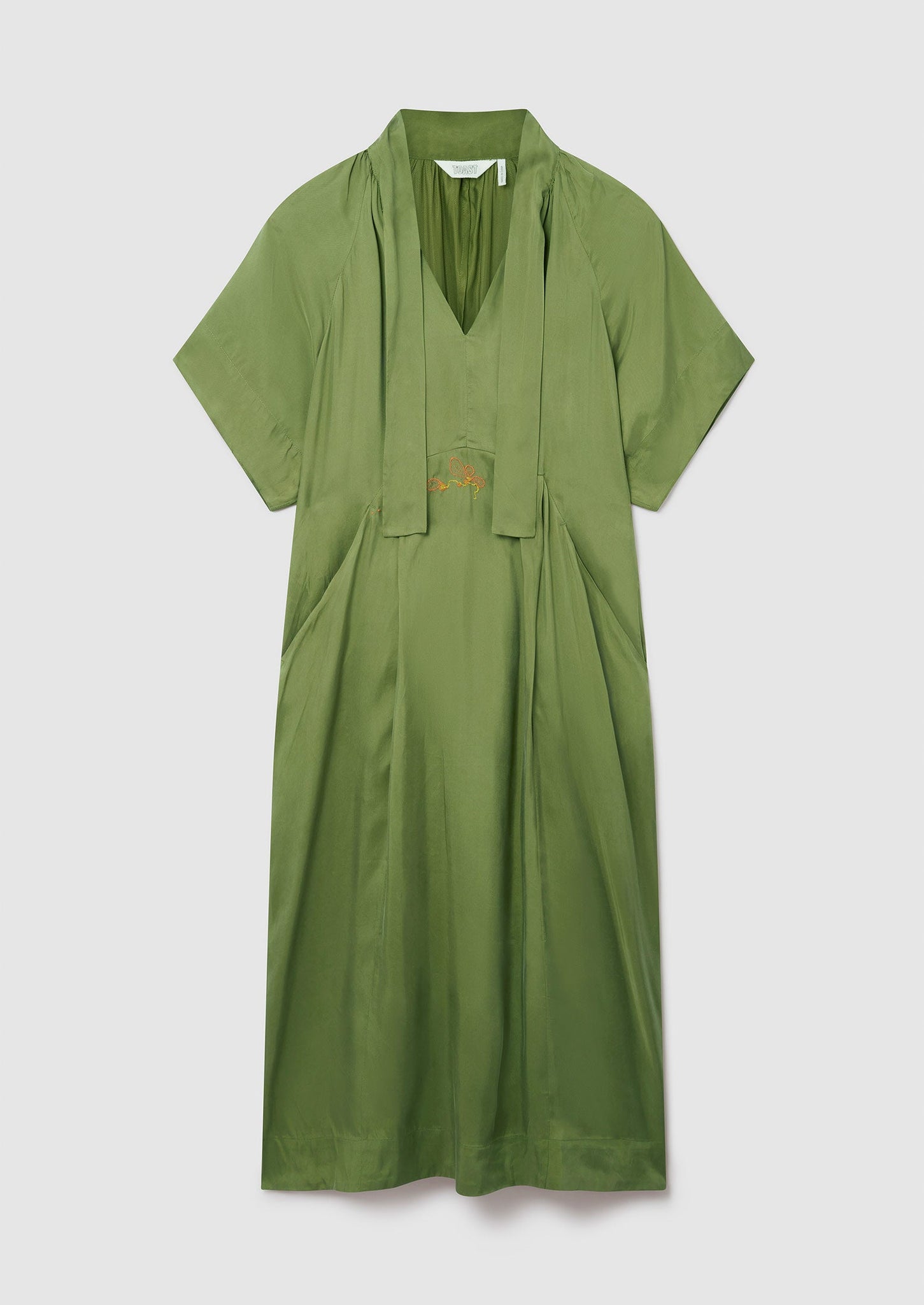 Renewed Tie Neck Fluid Twill Dress Size 8 | Fern