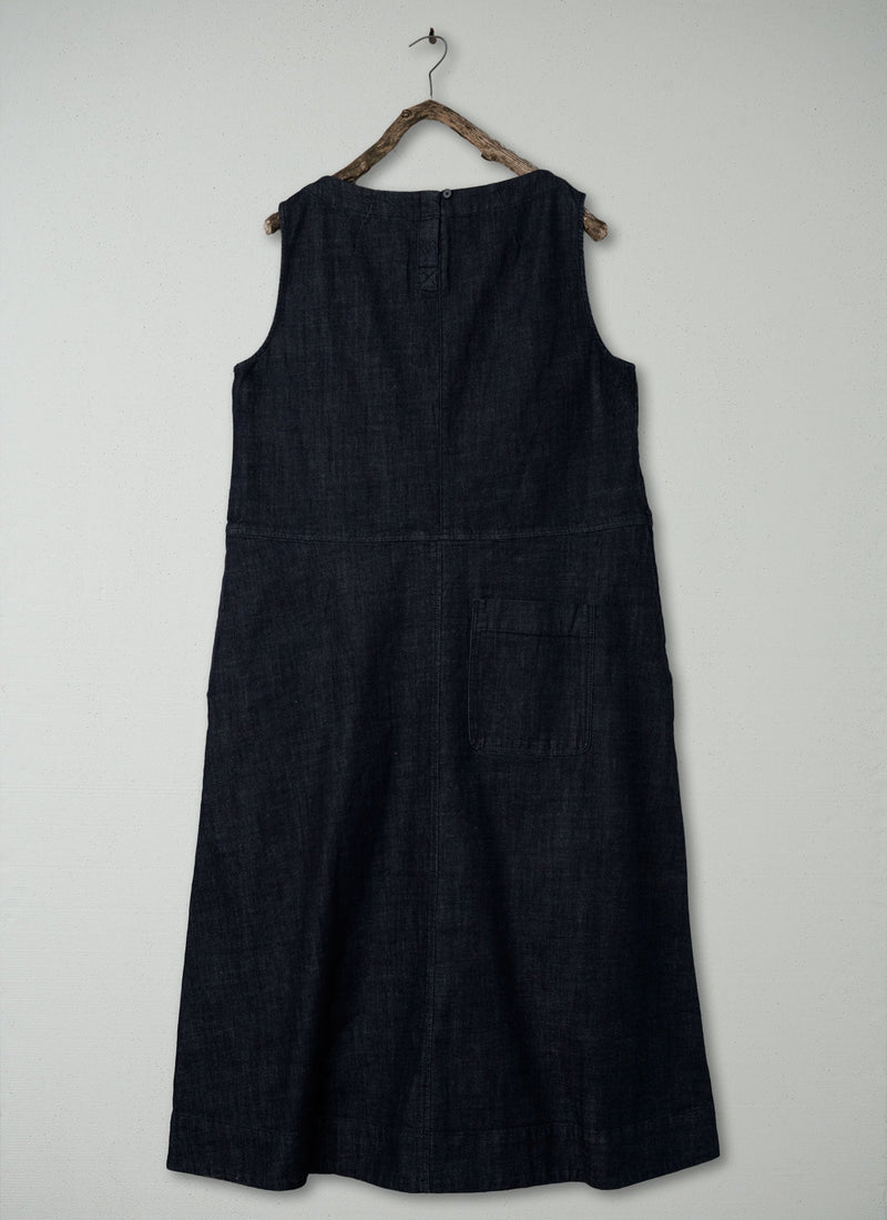 Renewed Panelled Organic Indigo Denim Dress Size 18 (95) | Indigo