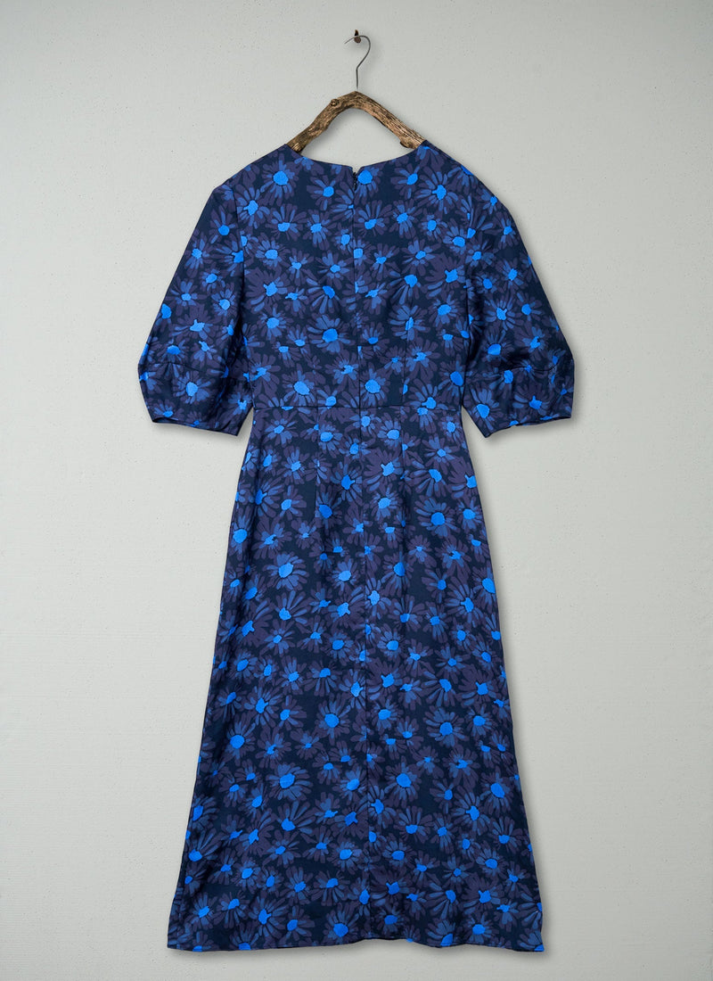 Renewed Rounded Sleeve Painted Daisy Dress Size 4 (91) | Slate/Enamel
