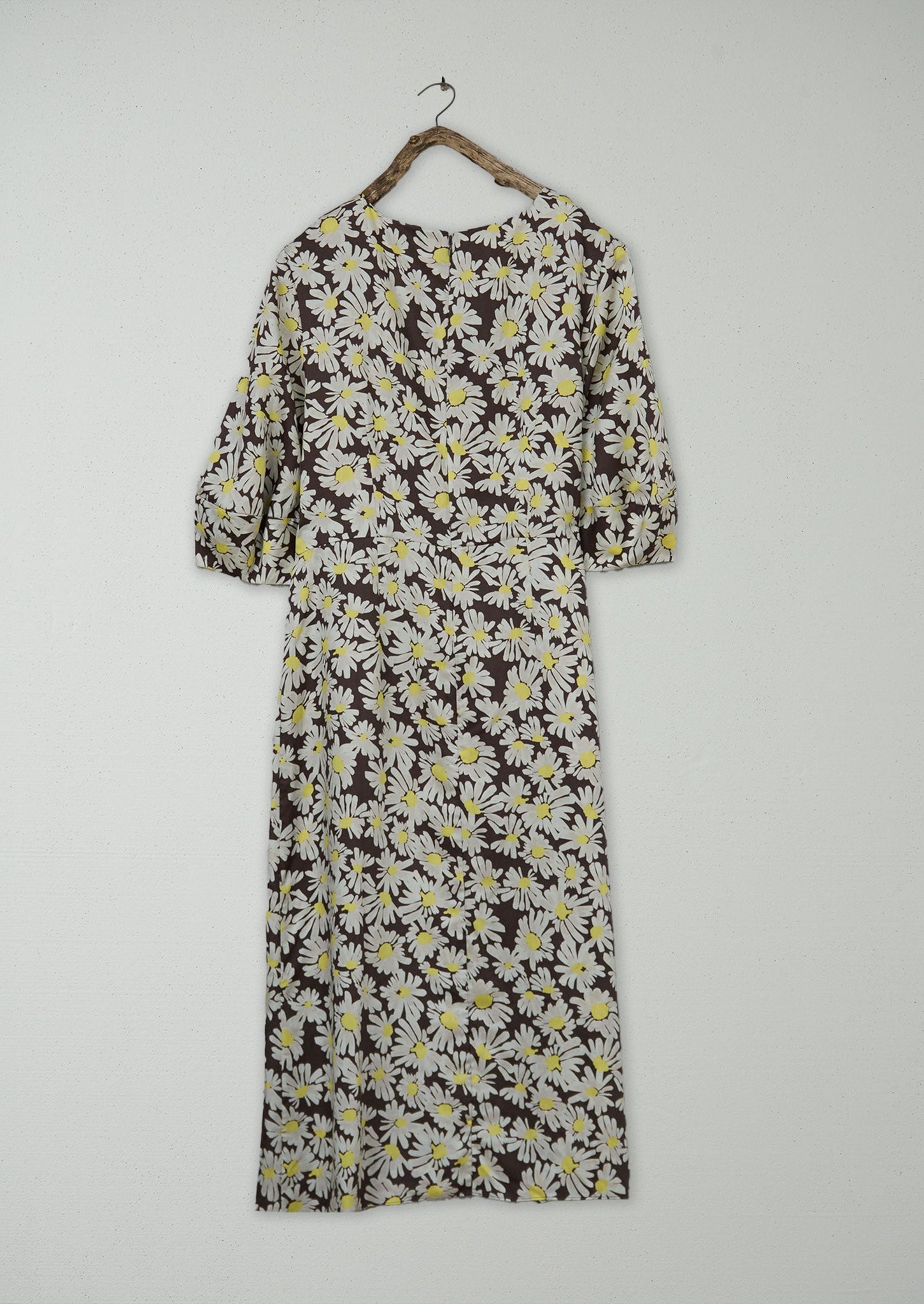Renewed Rounded Sleeve Painted Daisy Dress Size 16 (117) | Billi Flower Yellow