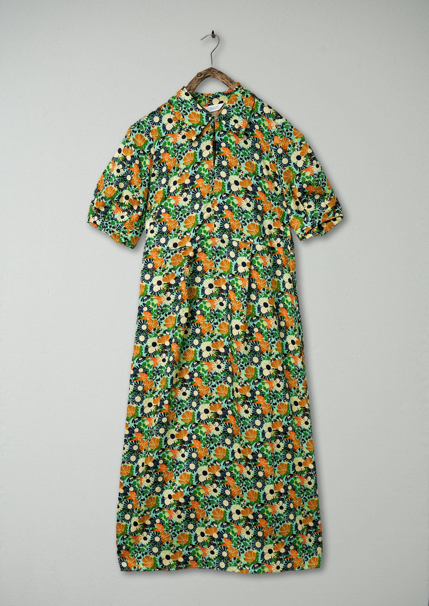 Renewed Trailing Nasturtium Print Dress Size 8 (96) | Garden Green