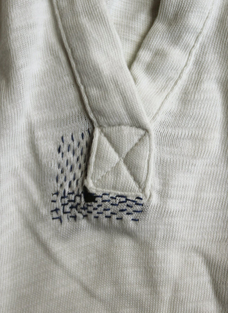 Renewed Garment Dyed Open Collar Tee Size L | Chalk