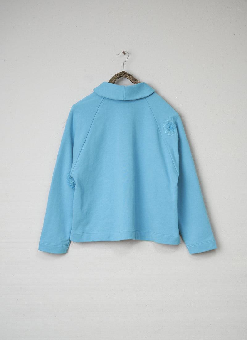 Renewed Collared Loop Back Jersey Sweatshirt Size L (004) | Vintage Blue