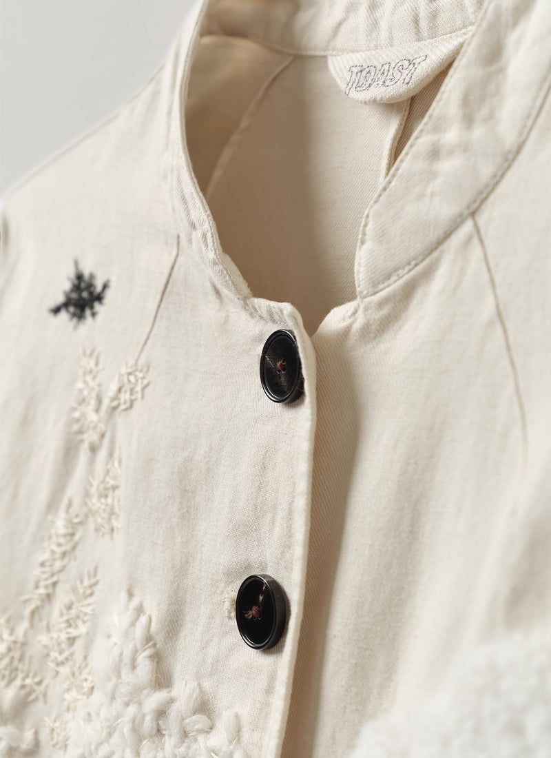 Renewed Cotton Linen Neat Jacket by Meta Struycken Size 6 (14) | Parchment