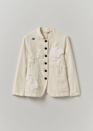 Renewed Cotton Linen Neat Jacket by Meta Struycken Size 10 (11) | Parchment