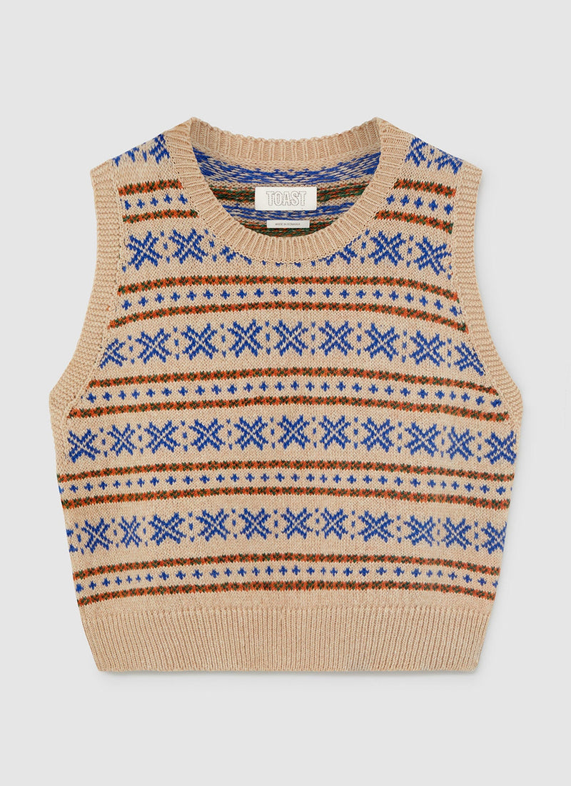 Renewed Fair Isle Tank Size M | Blue Multi