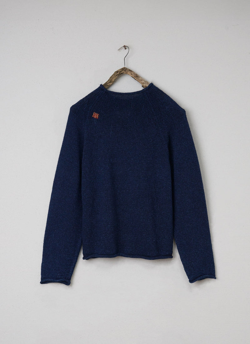 Renewed Indigo Cotton Sweater Size L (128) | Indigo
