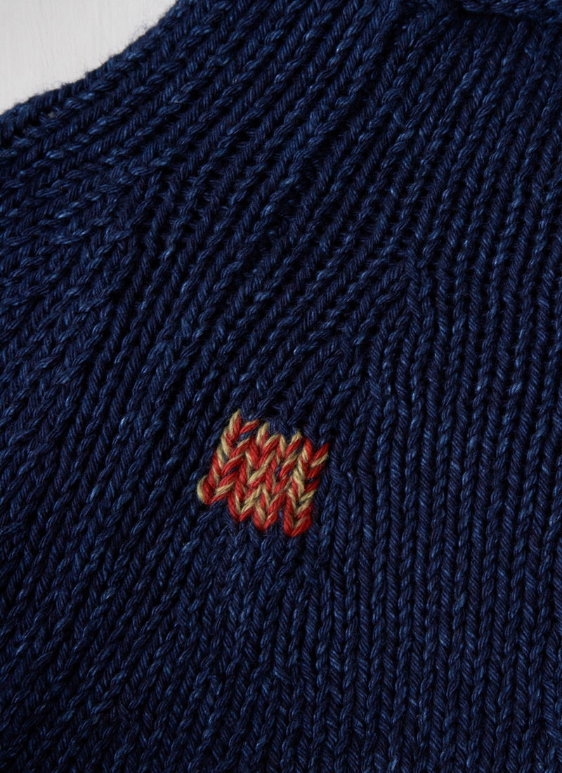 Renewed Indigo Cotton Sweater Size L (128) | Indigo