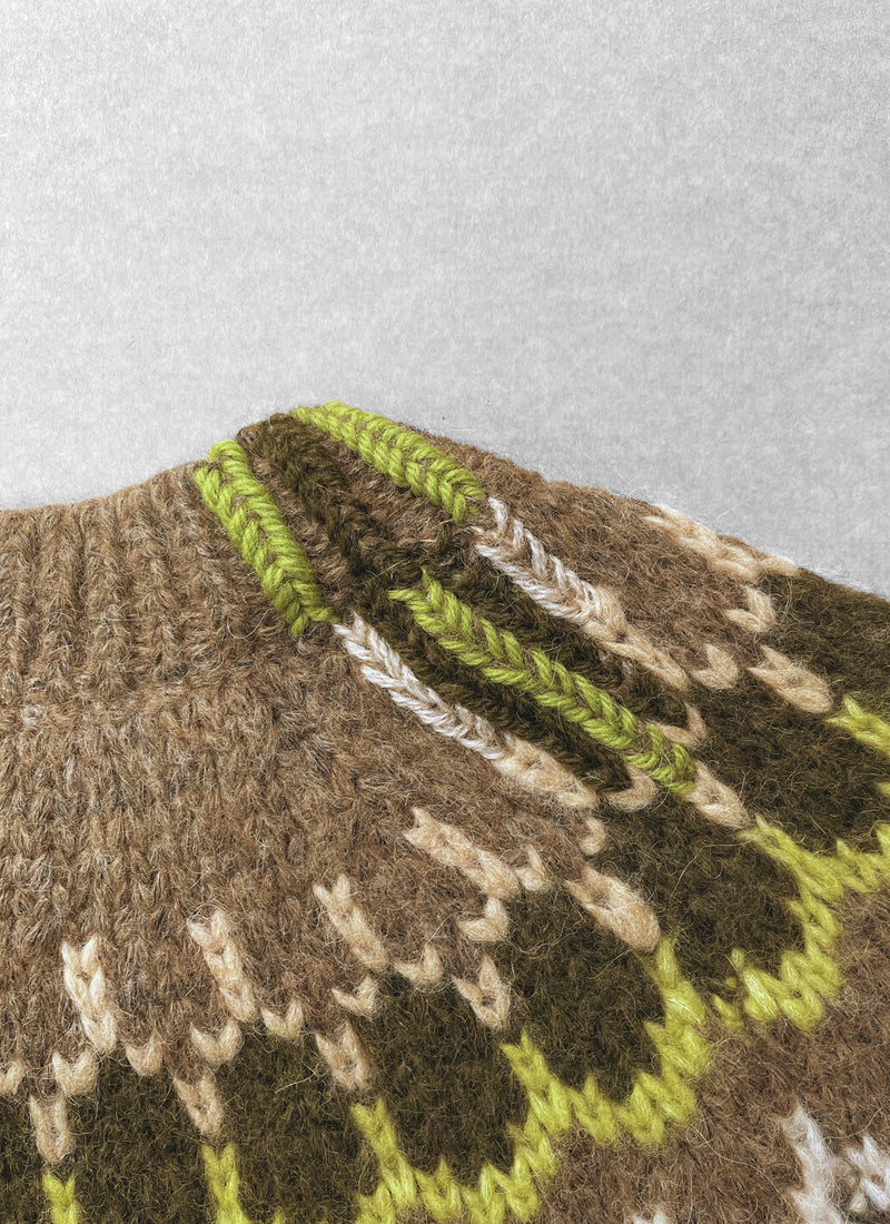 Renewed Lofty Jacquard Yoke Sweater Size M (125) | Fawn Multi