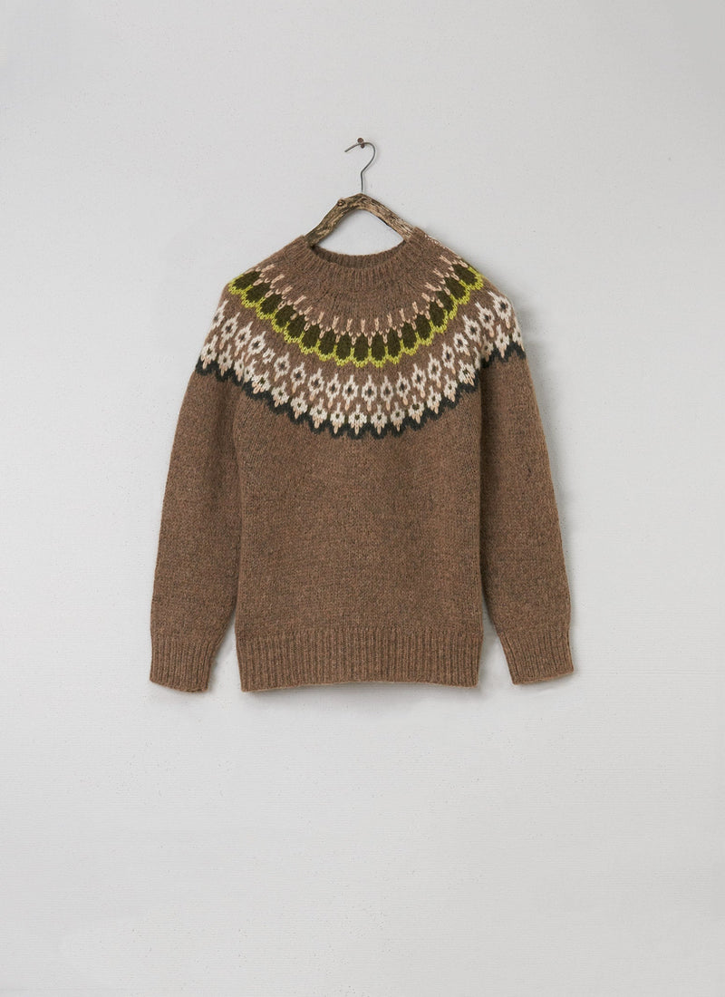 Renewed Lofty Jacquard Yoke Sweater Size M (132) | Fawn Multi