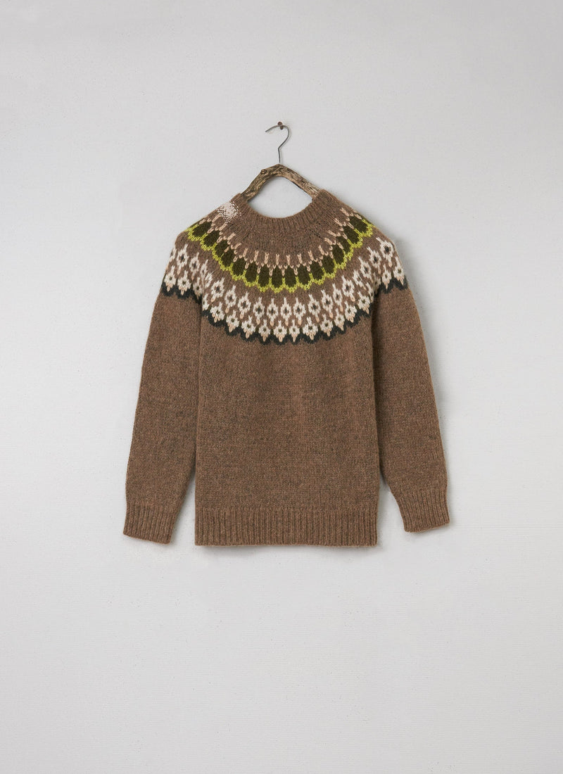 Renewed Lofty Jacquard Yoke Sweater Size M (132) | Fawn Multi