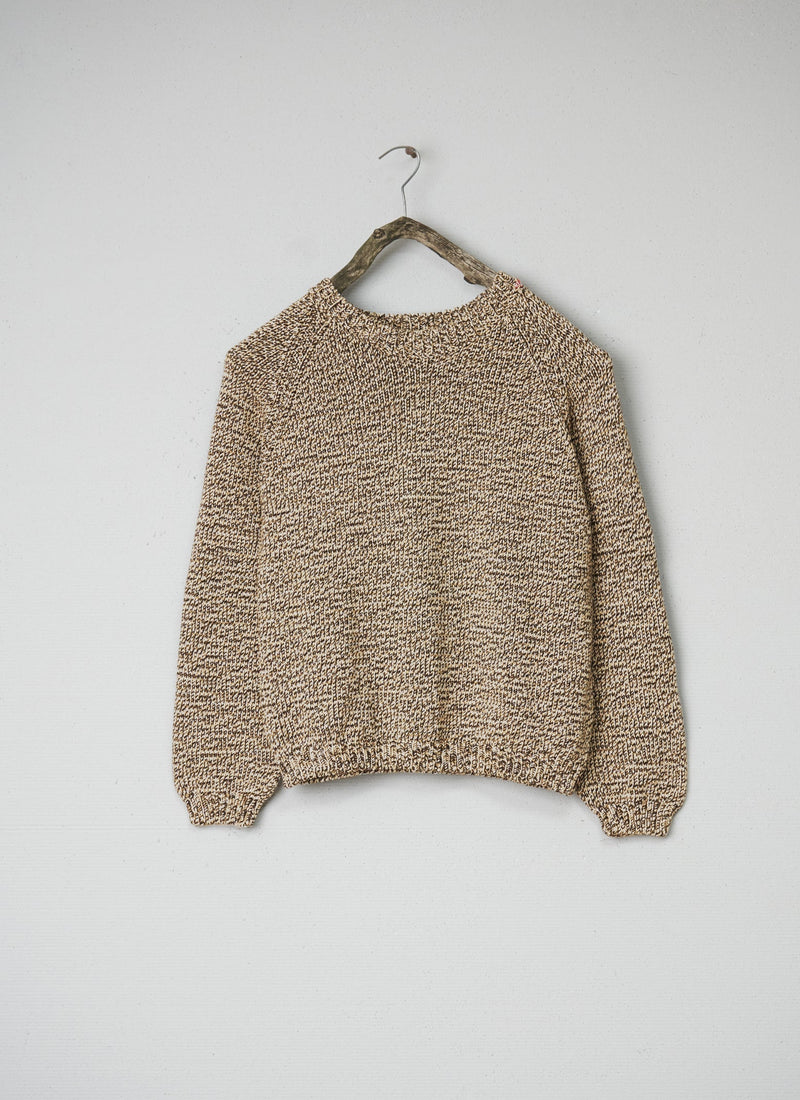 Renewed Cotton Merino Marl Sweater Size L (113) | Ecru Marl