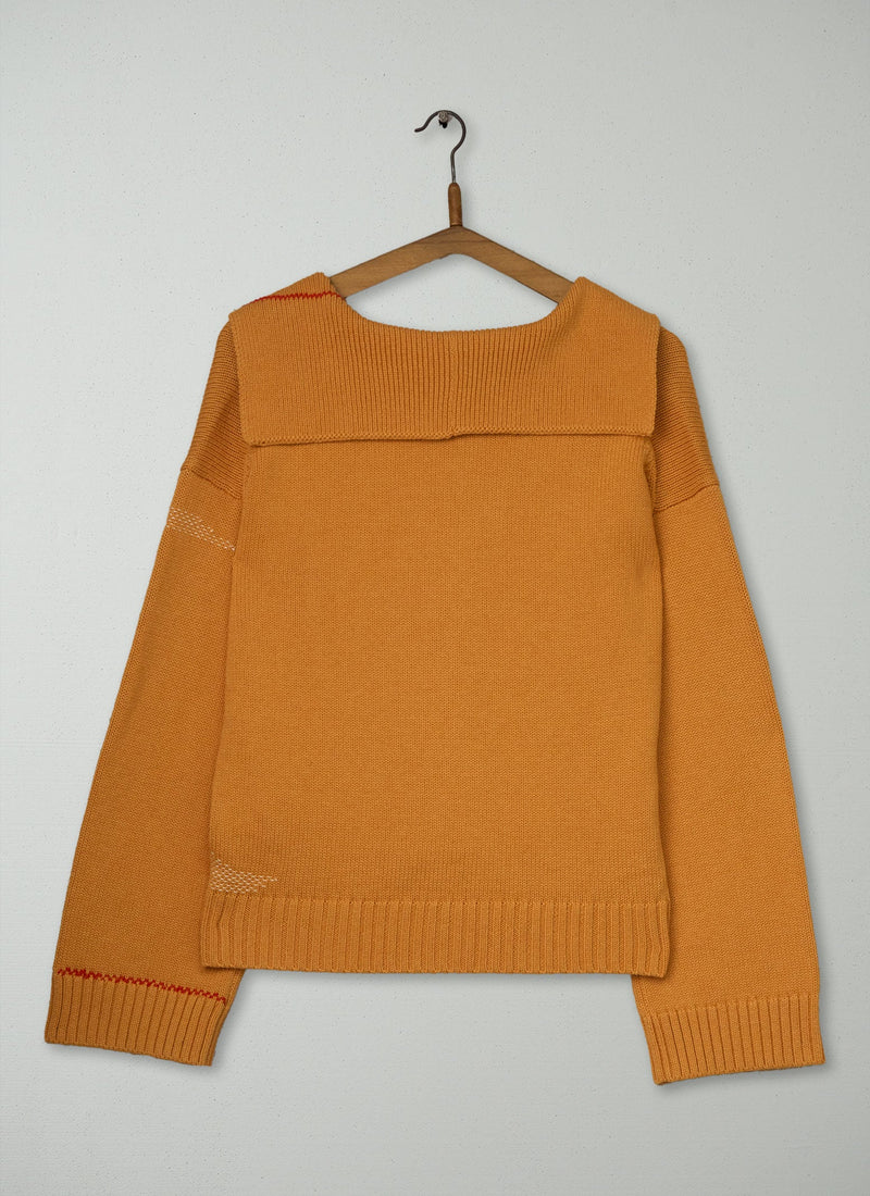 Renewed Collared Wool Cotton Boxy Cardigan Size XXSXS (150) | Cantaloupe Melon